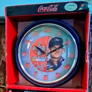 Coca-Cola NASCAR Clock with Red and Black Accents